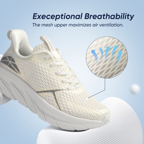 [AllSwifit 1.0] Women's Mesh Lifestyle Sneakers - ALL WHITE - 6